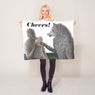 Mummy and Werewolf Drinks Fantasy Art Blanket Fleecedecke