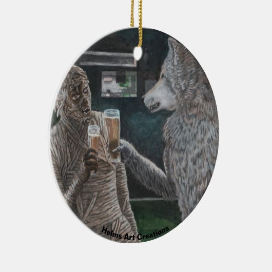 Mummy and Werewolf Drinks Fantasy Art Ornament (Rechts)