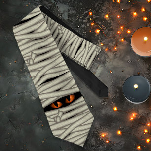Mummy Augen Halloween Orange ID685 Krawatte