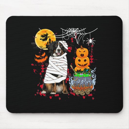 Mummy Bernese Mountain Hund Halloween Hund Beängst Mousepad (Vorne)