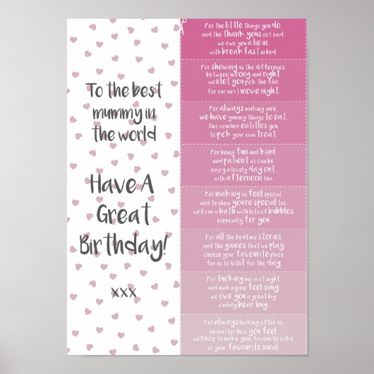 Mummy Birthday Coupons Poster (Vorne)