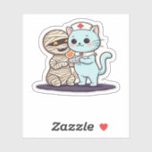 Mummy Boo-Boo Nurse Cat to the Rescue! Classic T-S Aufkleber (Blatt)