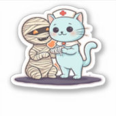 Mummy Boo-Boo Nurse Cat to the Rescue! Classic T-S Aufkleber (Vorderseite)