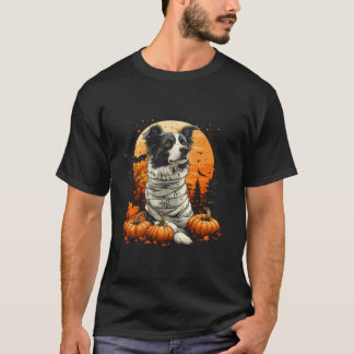 Mummy Border Collie Pumpkin Beängstigend Halloween T-Shirt