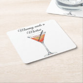 Mummy braucht einen Martini Rechteckiger Pappuntersetzer (angewinkelt)