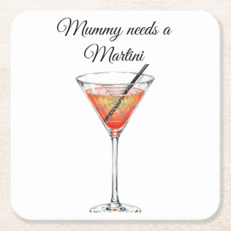 Mummy braucht einen Martini Rechteckiger Pappuntersetzer