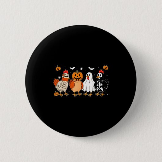 Mummy Chicken Skeleton Ghost Pumpkin Halloween Chi Button (Vorderseite)