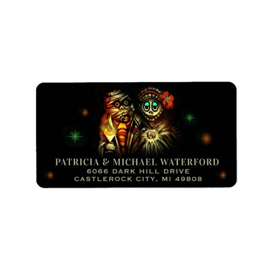 Mummy Couple Halloween Address Labels Adressaufkleber (Vorne)