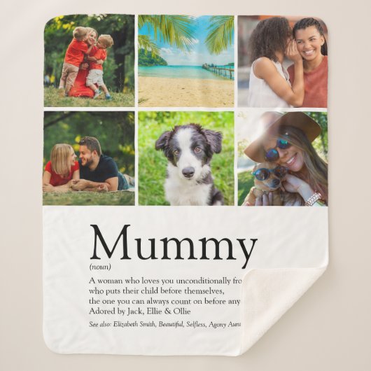 Mummy Definition Quote Foto Collage Sherpa Blanke Sherpadecke (Vorderseite)