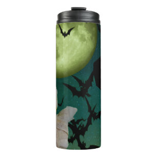 Mummy, Fledermaus & Mond Halloween Thermosbecher