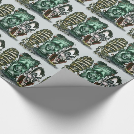 Mummy Frankenstein Dracula Geschenkpapier (Ecke)