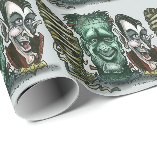 Mummy Frankenstein Dracula Geschenkpapier (Rolleneckpunkt)