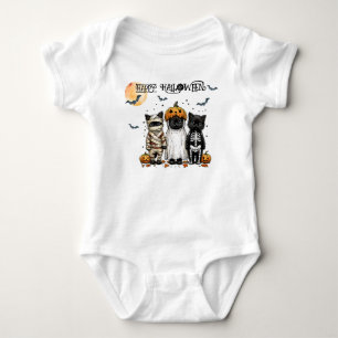 Mummy-, Ghost- und Skeletton-Kätzchen zu Halloween Baby Strampler