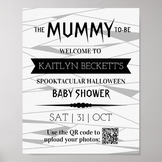 Mummy | Halloween Baby Dusche Begrüßung Poster (Vorne)