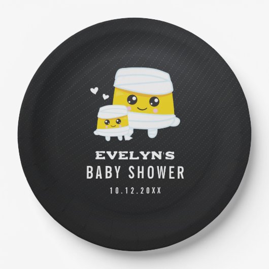 Mummy Halloween Baby Dusche Pappteller (Vorderseite)