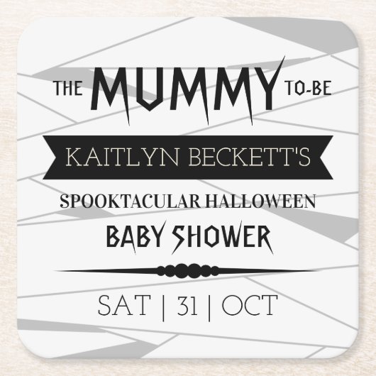 Mummy | Halloween-Kinderdusche Rechteckiger Pappuntersetzer (Vorderseite)
