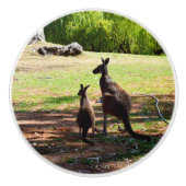 Mummy Kangaroo mit ihrer Joey, Keramikknauf (Vorderseite)