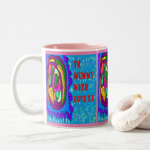Mummy mit Liebe Art Deco blau lila rosa Zweifarbige Tasse