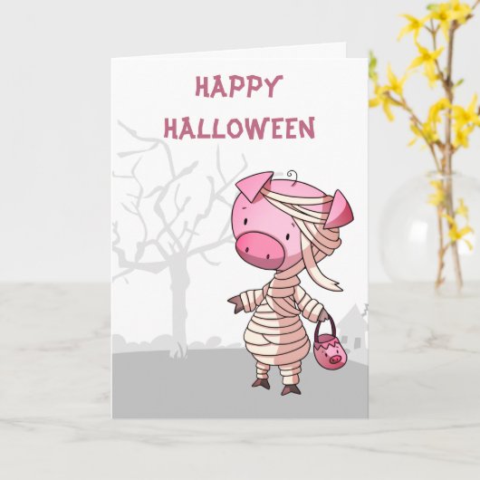 Mummy Pig Trick oder Treatment Funny Halloween Car Karte (Gelbe Blume)