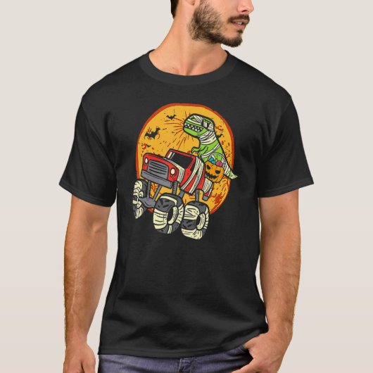 Mummy Rex Monster Truck Dino Kindermädchen Hallowe T-Shirt (Vorderseite)