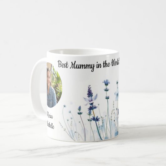 Mummy’s Wildflowers Personalized Birth Month Flowe Kaffeetasse (Vorderseite Links)
