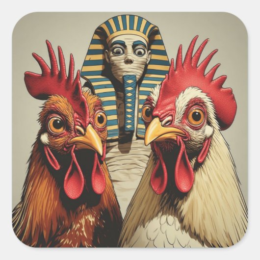 "Mummy Selfie" Chessy Chicken Selfies Quadratischer Aufkleber (Vorderseite)