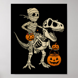 Mummy Skelett Riding Dinosaur T Rex Kinder Jungen Poster