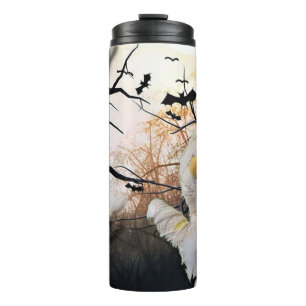 Mummy und Fledermäuse Halloween Thermosbecher