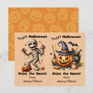 Mummy und Jack o' Lantern Party Halloween-Karte Postkarte