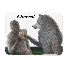 Mummy und Werewolf trinken Bier Fantasy Magnet