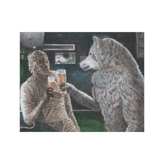 Mummy Und Werewolf Trinken Fantasiewerbung Leinwanddruck Zazzle De