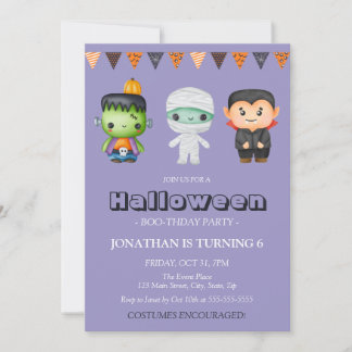 Mummy Vampire Monster Kinder Halloween Geburtstag Einladung