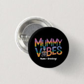 Mummy Vibes Farbiger Skelett Retro-Typografie Button (Vorne & Hinten)