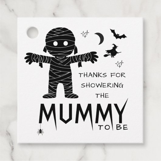 Mummy zu Halloween Baby Dusche Vielen Dank Geschenkanhänger (Vorderseite)