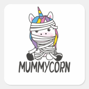 Mummycorn Unicorn Mummy Halloween Kostüm Quadratischer Aufkleber