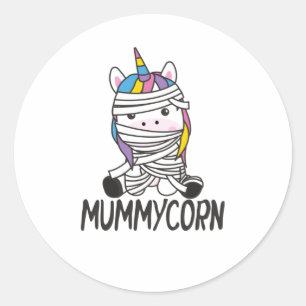 Mummycorn Unicorn Mummy Halloween Kostüm Runder Aufkleber