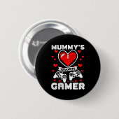 Mummy's Favorite Gamer Funny Boys Kids Valentine's Button (Vorne & Hinten)