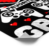 Mummy's Favorite Gamer Funny Boys Kids Valentine's Poster (Ecke)