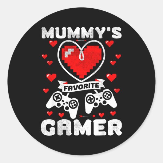 Mummy's Favorite Gamer Funny Boys Kids Valentine's Runder Aufkleber (Vorderseite)