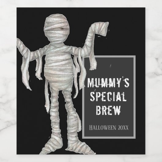 Mummy's Special Brew Halloween-Party Weinetikett (Einzelnes Label)