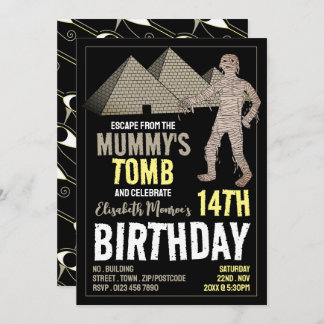 Mummy's Tomb Theme, Escape Room Geburtstagsparty Einladung