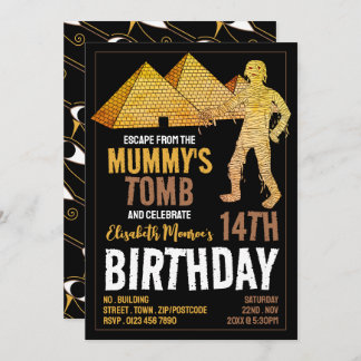 Mummy's Tomb Theme, Escape Room Geburtstagsparty Einladung