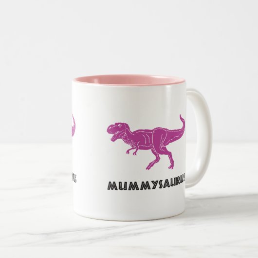 MUMMYSAURUS T-rex Dinosaurier-Schalen-Tasse für Zweifarbige Tasse (VorderseiteRechts)