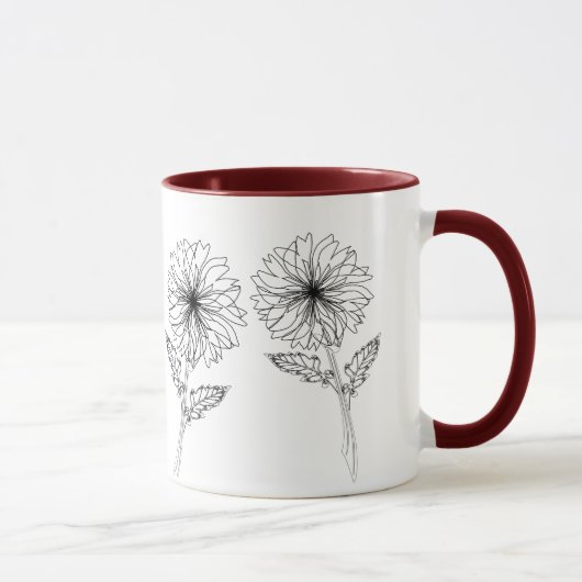Mums Chrysanthemum Blume Zeichnend Gärtnerische Ta Tasse (Rechts)