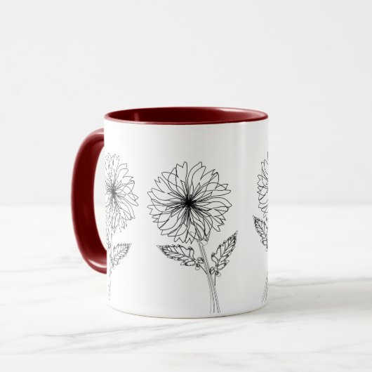 Mums Chrysanthemum Blume Zeichnend Gärtnerische Ta Tasse (Vorderseite Links)