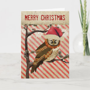 Mums Eule gestreifte Weihnachtskarte Feiertagskarte