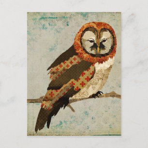 Mums Owl Blue Postcard Postkarte