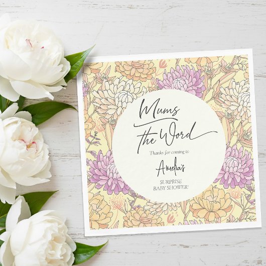 Mums the Word Floral Baby Shower Serviette