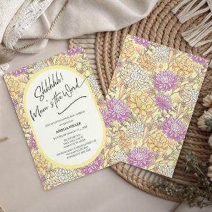 Mum's the Word Florale Überraschung Baby Shower Einladung