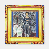 Munch, Frau und weißer Hund Magnet (Vorne)